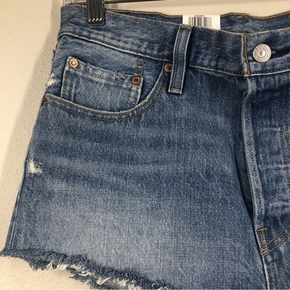 Levi's Premium Big E 501 Micro High Rise Super Short Button Fly Jean Shorts 29 - Picture 2 of 12